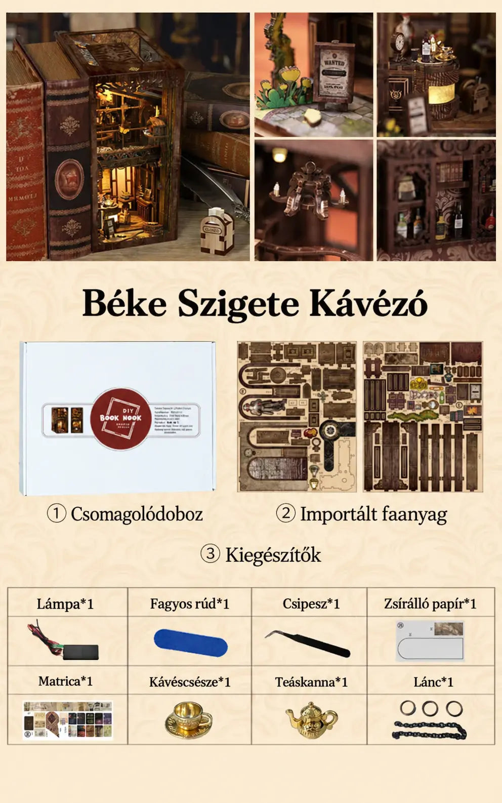 Béke Szigete Kávéház - DIY Book Nook